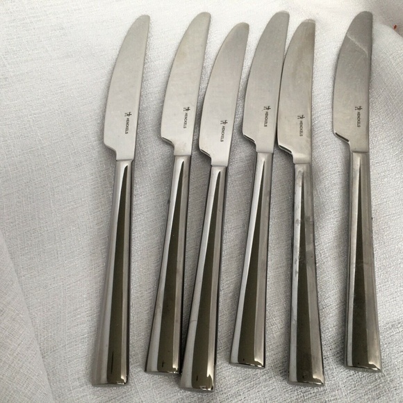 Henckels 6 Dinner Knives Flatware Serrated Edge 9 1/2" Long Square Bottom - Picture 6 of 6